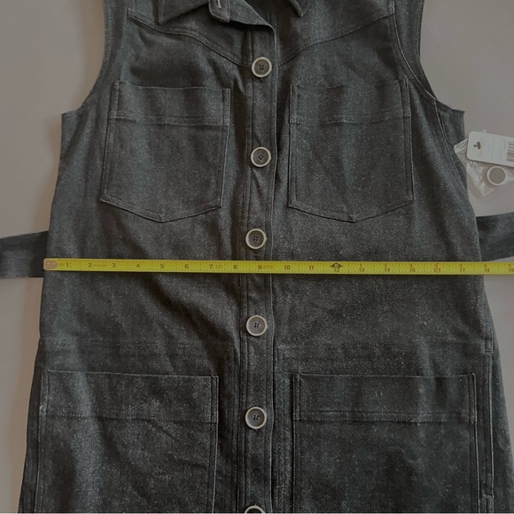 Laundry by Shelli Segal Brushed Cotton Collared Belted Dark Grey Dress Size 2 - Picture 9 of 12